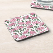 ピンクのカーネーションの花 コースター (左側)
