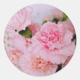ピンクのカーネーションの花 ビンテージスタイルの写真 ラウンドシール