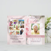 ピンクのカーネーションを使った葬儀プログラムテンプレート (スタンド正面)