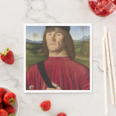 ピンクのカーネーションを持つ強い男（ルネサンス美術） スタンダードランチョンナプキン (インサイチュ)