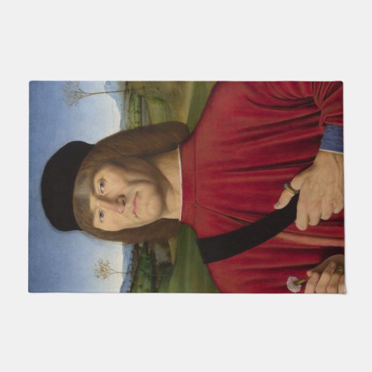 ピンクのカーネーションを持つ強い男（ルネサンス美術） ドアマット (正面)