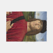 ピンクのカーネーションを持つ強い男（ルネサンス美術） フリースブランケット (正面(横))