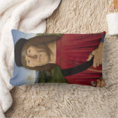 ピンクのカーネーションを持つ強い男（ルネサンス美術） ランバークッション (ブランケット)