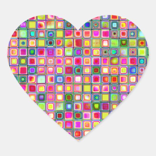 ピンクの'カーネーション'テクスチャモザイクタイルのパターン ハートシール (正面)