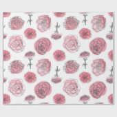 ピンクのカーネーションパターン ラッピングペーパー (フラット)