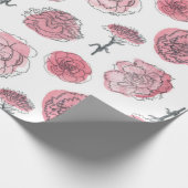 ピンクのカーネーションパターン ラッピングペーパー (角)
