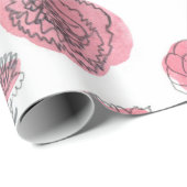 ピンクのカーネーションパターン ラッピングペーパー (ロールコーナー)