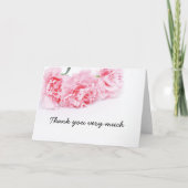 ピンクのカーネーションフラワーサンキューカード カード (正面)