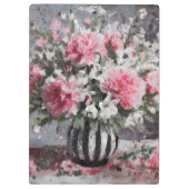 ピンクのカーネーションフローラフラワーアレンジメントブラック クリップボード (裏面)