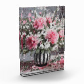 ピンクのカーネーションフローラフラワーアレンジメントブラック フォトブロック (左)