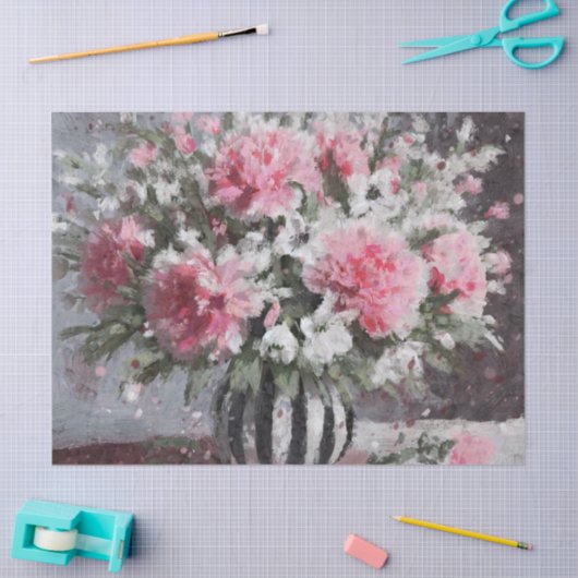 ピンクのカーネーションフローラフラワーアレンジメントブラック 薄葉紙 (クラフト)