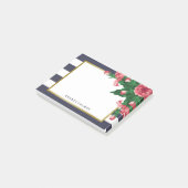 ピンクのカーネーション及び濃紺のストライプの名前をカスタムする ポストイット (アングル)