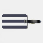 ピンクのカーネーション及び青い縞の名前をカスタムする ラゲッジタグ (裏面横)