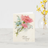 ピンクのカーネーション挨拶 カード (黄色い花)