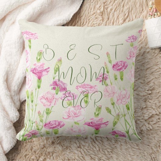 ピンクのカーネーション柄マザーズデイ枕2 クッション (ブランケット)