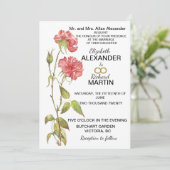 ピンクのカーネーション水カラー結婚式招待状 セーブザデート (スタンド正面)