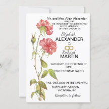 ピンクのカーネーション水カラー結婚式招待状