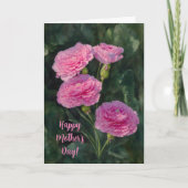 ピンクのカーネーション花アートマザーズデイカード カード (正面)