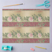 ピンクのカーネーション花ヴィンテージエフェメラ模様 薄葉紙 (クラフト)