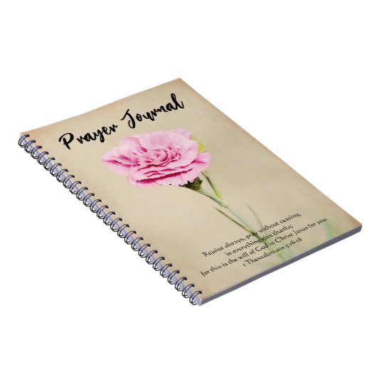 ピンクのカーネーション花祈りの言葉雑誌手帳 ノートブック (右側)