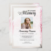 ピンクのカーネーション葬儀の注文 招待状 (正面/裏面)