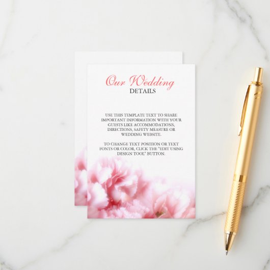 ピンクのカーネーション エンクロージャーカード (正面/裏面インサイチュ)