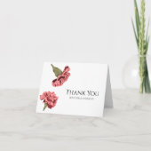 ピンクのカーネーション ラックス モダン フラワー ウェディング サンキューカード (正面)