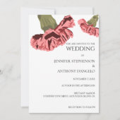 ピンクのカーネーション 現代の花のカスタム 招待状 (正面)