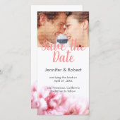 ピンクのカーネーション Save the Date フォトカード セーブザデート (正面/裏面)