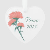 ピンクのカーネーショ伝統的ン付きのPROM記念品 オーナメント (正面)