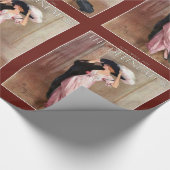 ピンクのガウンのヴィンテージの Edwardianの魅力的な女性 ラッピングペーパー (角)