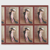 ピンクのガウンのヴィンテージの Edwardianの魅力的な女性 ラッピングペーパー (フラット)