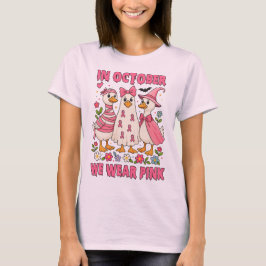ピンクのガチョウのハロウィン 乳がん啓発 Tシャツ