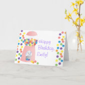 ピンクのガムボールマシン カード (黄色い花)