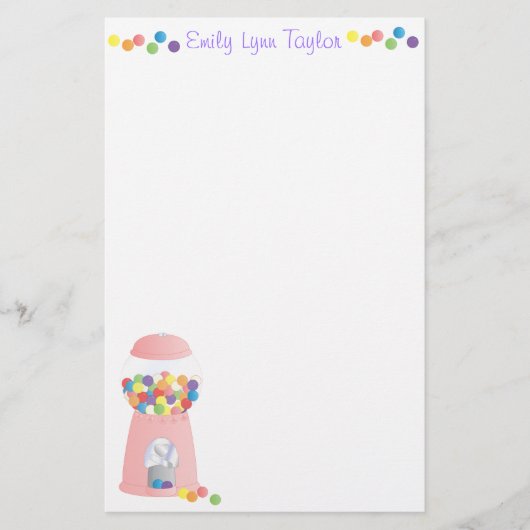 ピンクのガムボールマシン 便箋 (正面)