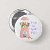 ピンクのガムボールマシン 缶バッジ (正面&裏面)