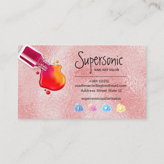 ピンクのガラス質の光沢のネイルアートのサロン ロイヤリティカード (裏面)