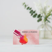 ピンクのガラス質の光沢のネイルアートのサロン 紹介カード (スタンド正面)