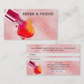 ピンクのガラス質の光沢のネイルアートのサロン 紹介カード (正面/裏面)