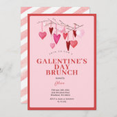 ピンクのガレンタインの女の子の夜バレンタインのバルーン 招待状 (正面/裏面)