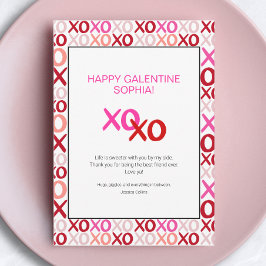 ピンクのガレンティンの日 XOXO 現代の親友名前 シーズンカード