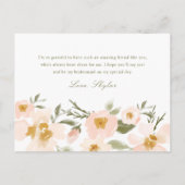 ピンクのガーデニアの水彩私の花嫁になる インビテーションポストカード (裏面)