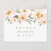 ピンクのガーデニアの水彩私の花嫁になる インビテーションポストカード (正面)