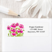 ピンクのガーデンポピー花ラベル ラベル (インサイチュ)