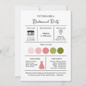 ピンクのガーデンローズのウェディング ブライドメイド プロポーズ カード (裏面)