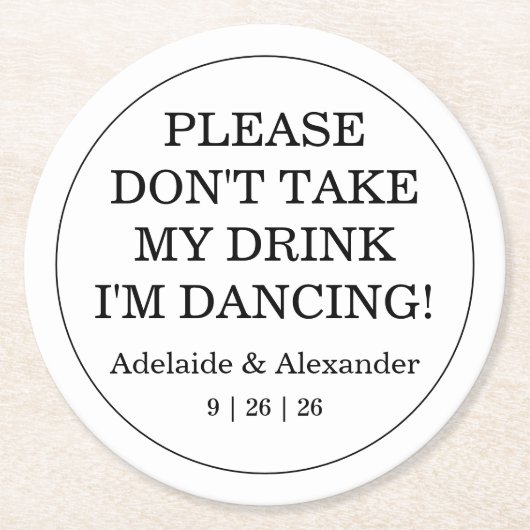 ピンクのガーデンローズのウェディング ラウンドペーパーコースター (正面)