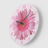 ピンクのガーベラのデイジーの柱時計 ラージ壁時計 (傾斜)
