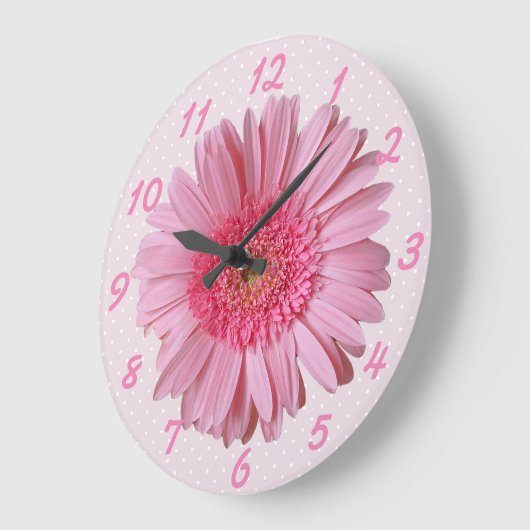 ピンクのガーベラのデイジーの柱時計 ラージ壁時計 (傾斜)