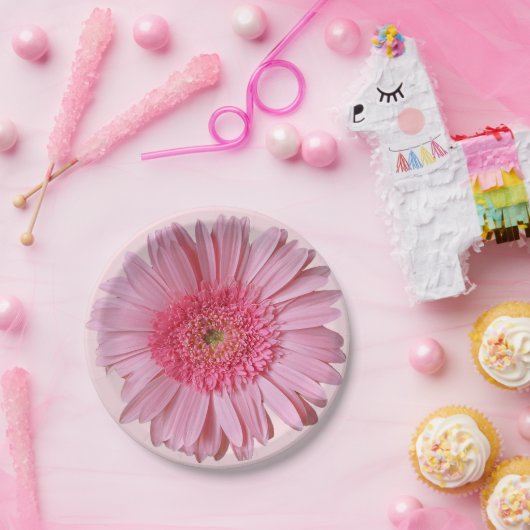 ピンクのガーベラのデイジーの紙皿 ペーパープレート (パーティー)