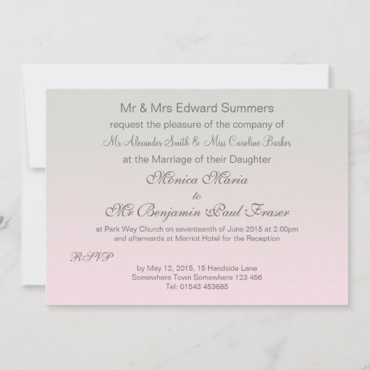 ピンクのガーベラのデイジーの結婚式招待状 招待状 (裏面)